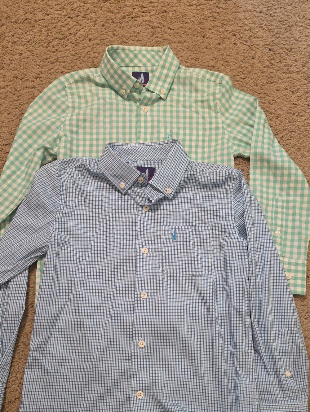 johnnie-O Boys Button-Down Shirts - Light Blue & Mint Gingham